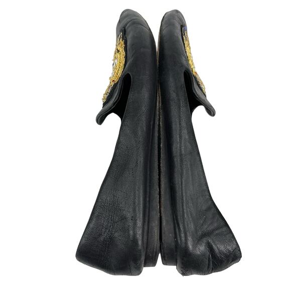 Veronica Beard Black Flats 36.5 Royal Navy Gold Patch - Picture 8 of 10